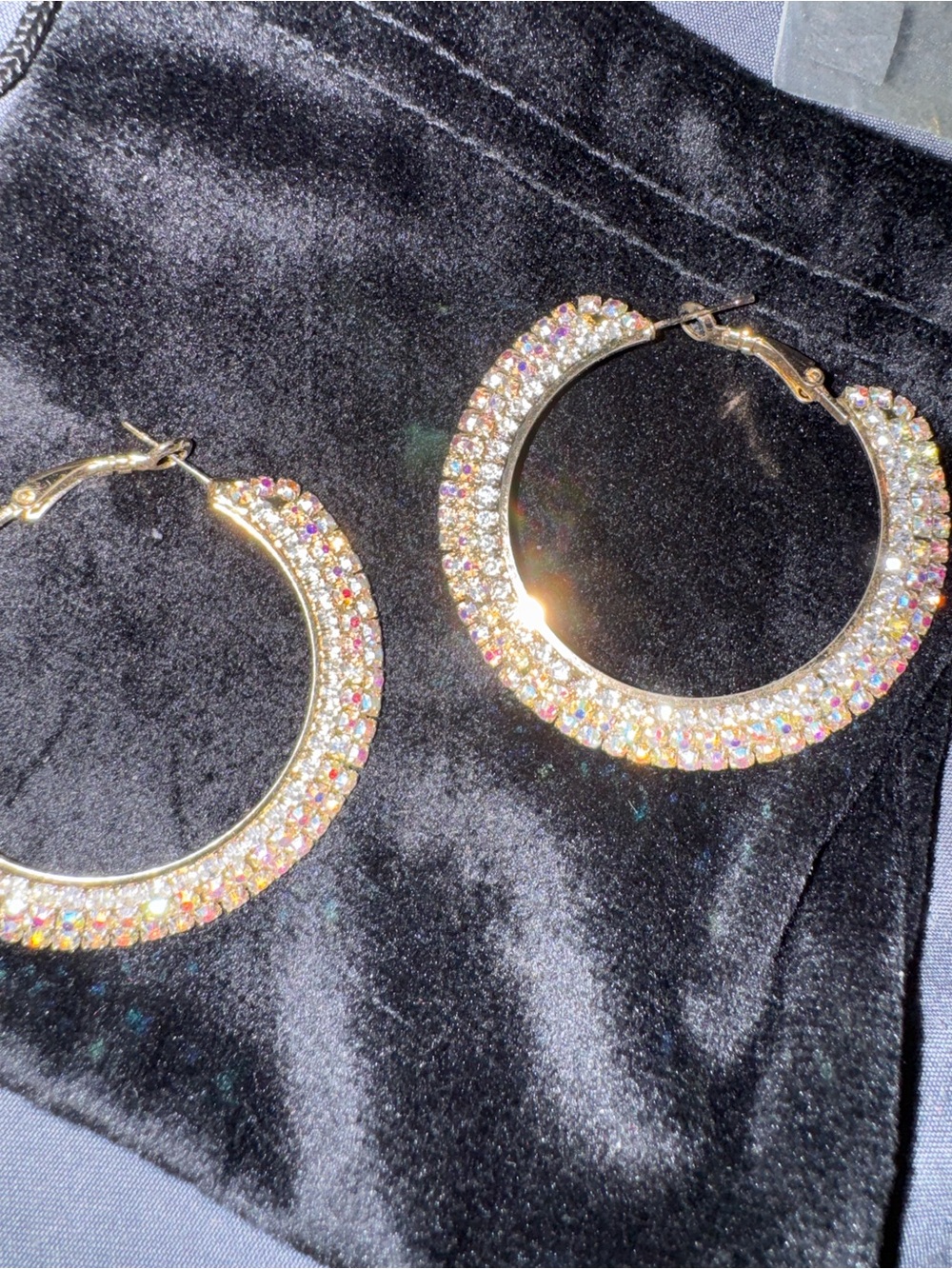 Gold Crystal Hoop Earrings - Sparkling Gold Hoop Earrings